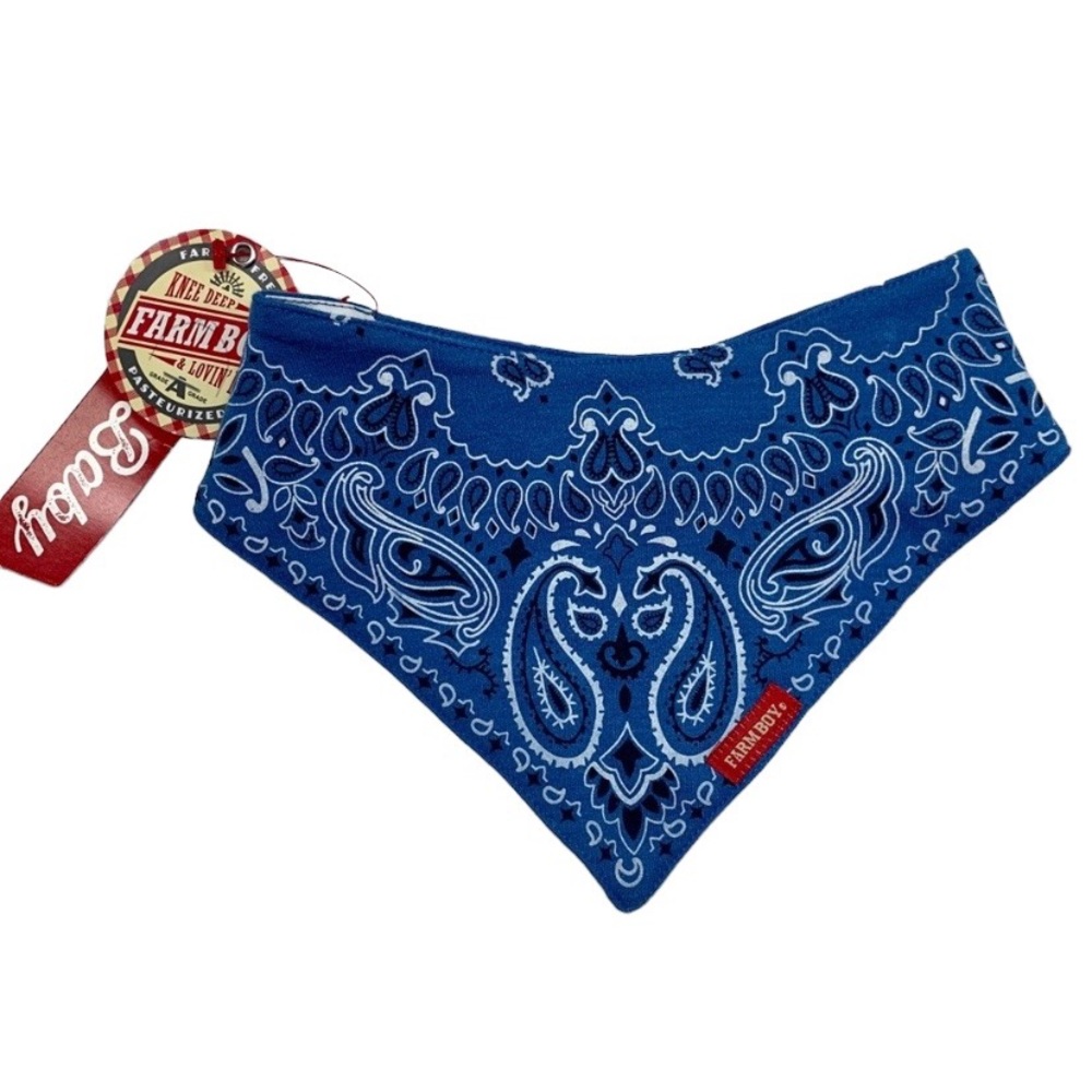 Farm Boy Brand Blue Paisley Bandana Baby Bib